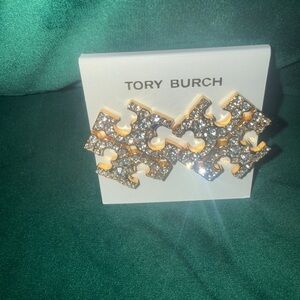 Tory Burch Gold and Silver Crystal Earrings